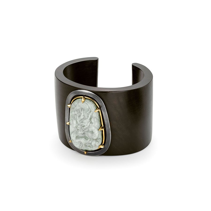 Ebony and jade bracelet with double setting Totem | BR EBAGN-BR